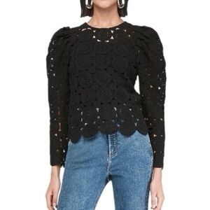 Express Black Lace Crochet Blouse Size XS
